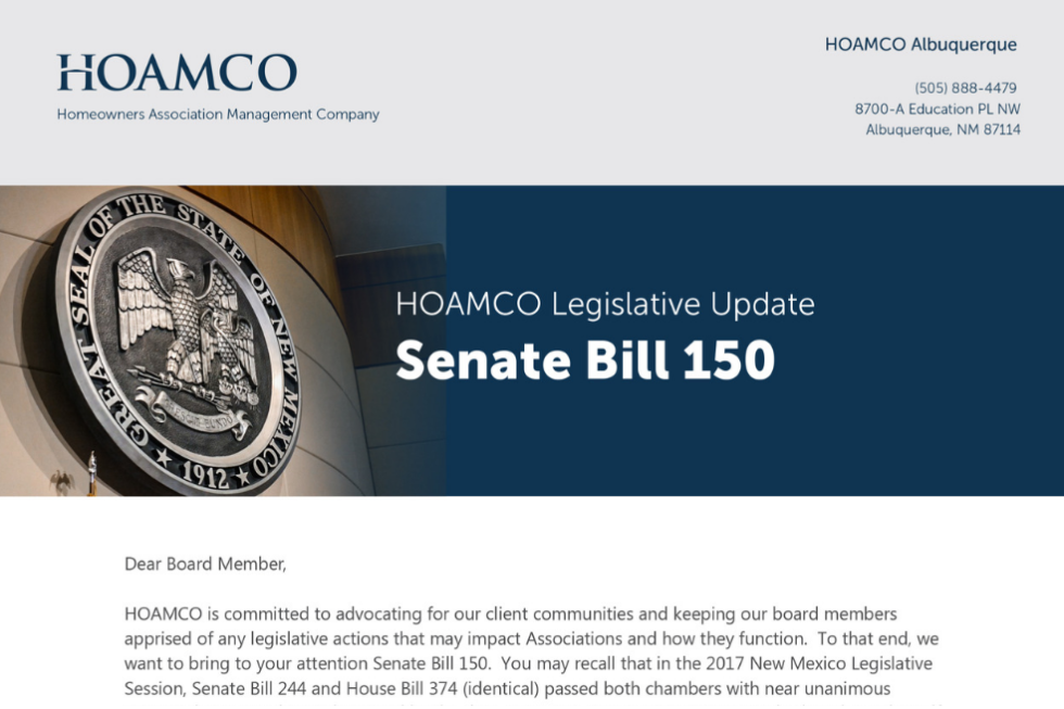 HOAMCO Legislative Update: Senate Bill 150 - Hoamco